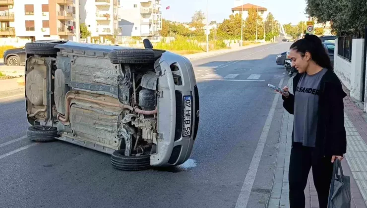 Otomobil Devrilmesi Sonrası Genç Öğretmen Kazayı Yaralanmadan Atlattı